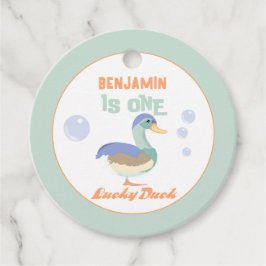 Eén Gelukkig Eendje & Bubbles Eerste Verjaardag Pa Bedankjes Labels