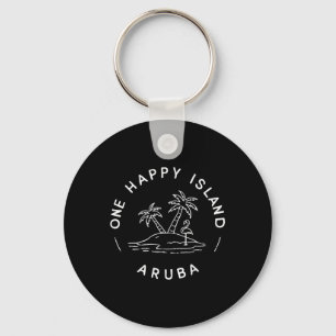 Eén gelukkig eiland Aruba Souvenir Zomer Vakantie Sleutelhanger