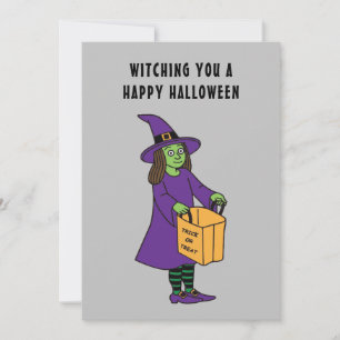 Een gelukkig Gezegde van de Halloween Witch Pun Kaart