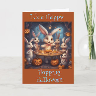 Een Gelukkig Huppelende Halloween Konijnen Hallowe Kaart