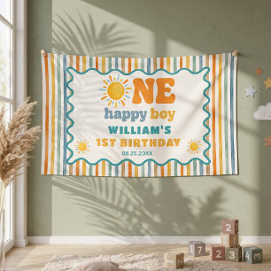 Eén Gelukkig Jongen 1e Verjaardag Zonneschijn Spandoek