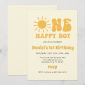 Eén Gelukkig Jongen,Zonnestraal 1e Verjaardag Kaart (Voorkant / Achterkant)