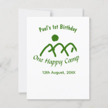 Een gelukkig kamp groene berg zon 1e verjaardag