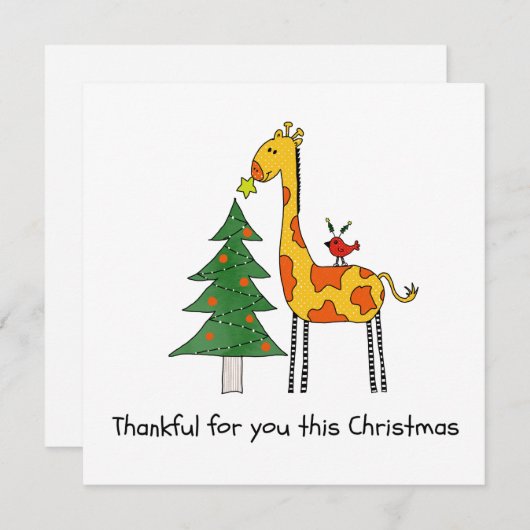 Een gelukkig kerstfeest - Giraffe Feestdagenkaart (Voorkant / Achterkant)