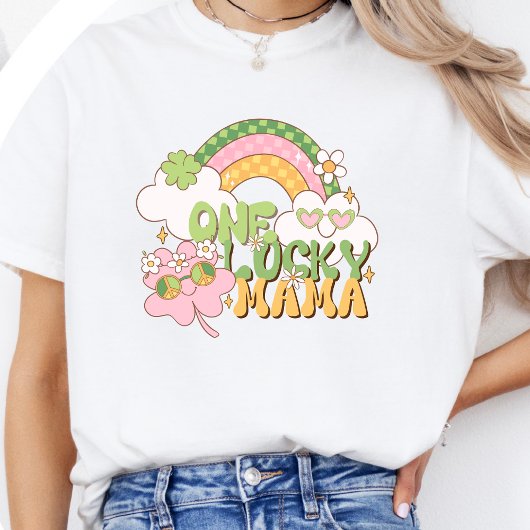 Eén Gelukkig Mama Retro St. Patrick's Dag T-shirt