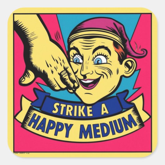 Een gelukkig medium slaan vierkante sticker (Voorkant)