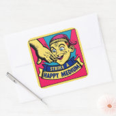 Een gelukkig medium slaan vierkante sticker (Envelop)