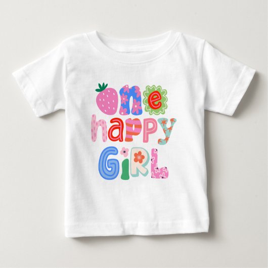 Eén Gelukkig Meisje 1e Verjaardagsshirt (Voorkant)