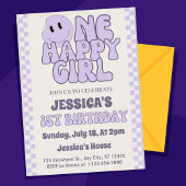 Een gelukkig meisje aangepaste foto 1e verjaardag  folie uitnodiging