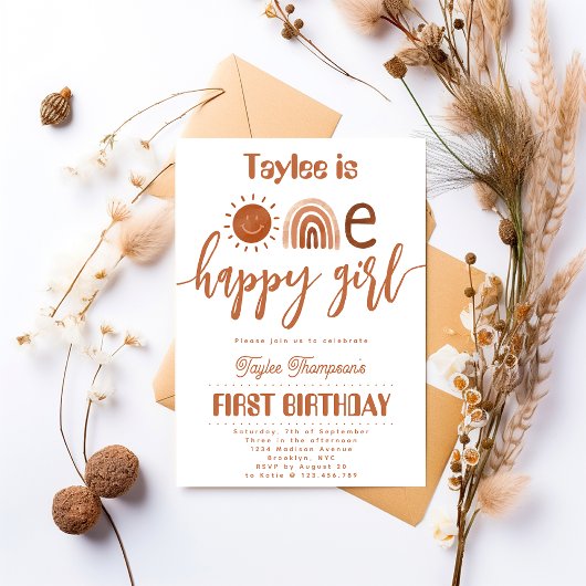 Een gelukkig Meisje Boho Rainbow Sunshine Verjaard Kaart