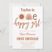 Een gelukkig Meisje Boho Rainbow Sunshine Verjaard Kaart (Voorkant)