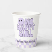 Een gelukkig meisje eerste verjaardag roze papieren bekers (Achterkant)
