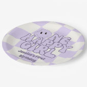 Een gelukkig meisje eerste verjaardag roze papieren bordje (Gekanteld)