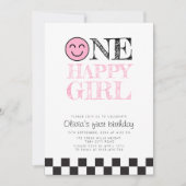 Een gelukkig meisje gelukkig gezicht roze kaart (Voorkant)