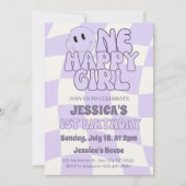 Een gelukkig meisje retro 1e verjaardag kaart (Voorkant)