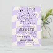 Een gelukkig meisje retro 1e verjaardag kaart (Staand voorkant)