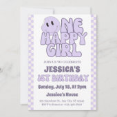 Een gelukkig meisje retro 1e verjaardag kaart (Voorkant)