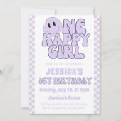 Een gelukkig meisje retro 1e verjaardag kaart (Voorkant)