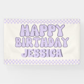 Een gelukkig meisje retro 1e verjaardag spandoek (Horizontaal)