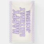 Een gelukkig meisje retro 1e verjaardag spandoek (Verticaal)