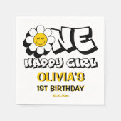 Een gelukkig meisje retro daisy 1e verjaardagsfees servet (Voorkant)