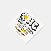 Een gelukkig meisje retro daisy 1e verjaardagsfees servet (Hoek)