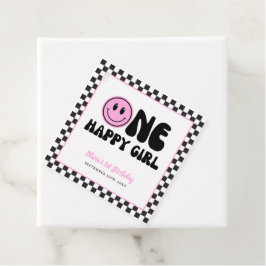 Een gelukkig meisje roze Happy Face Verjaardag Bedankjes Labels