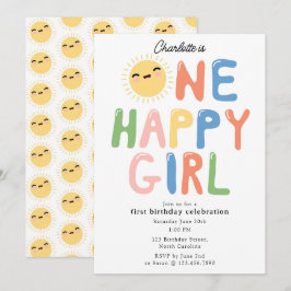 Eén gelukkig meisje verjaardagsuitnodiging 1e verj kaart