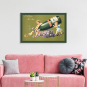 Een Gelukkig Nieuwjaar,  Angels met Champagne Canvas Afdruk (Insitu (Woonkamer))