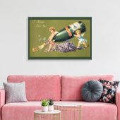 Een Gelukkig Nieuwjaar,  Angels met Champagne Canvas Afdruk (Insitu (Woonkamer))