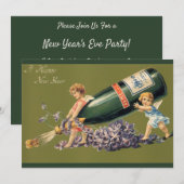 Een Gelukkig Nieuwjaar,  Angels met Champagne Kaart (Voorkant / Achterkant)