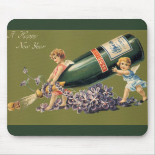 Een Gelukkig Nieuwjaar,  Angels met Champagne Muismat