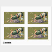 Een Gelukkig Nieuwjaar,  Angels met Champagne Rechthoekige Sticker (Vel)