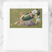 Een Gelukkig Nieuwjaar,  Angels met Champagne Rechthoekige Sticker (Tas)
