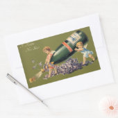 Een Gelukkig Nieuwjaar,  Angels met Champagne Rechthoekige Sticker (Envelop)