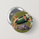 Een Gelukkig Nieuwjaar, Angels met Champagne Ronde Button 5,7 Cm (Voorkant /achterkant)