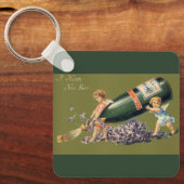 Een Gelukkig Nieuwjaar,  Angels met Champagne Sleutelhanger (Voorkant)