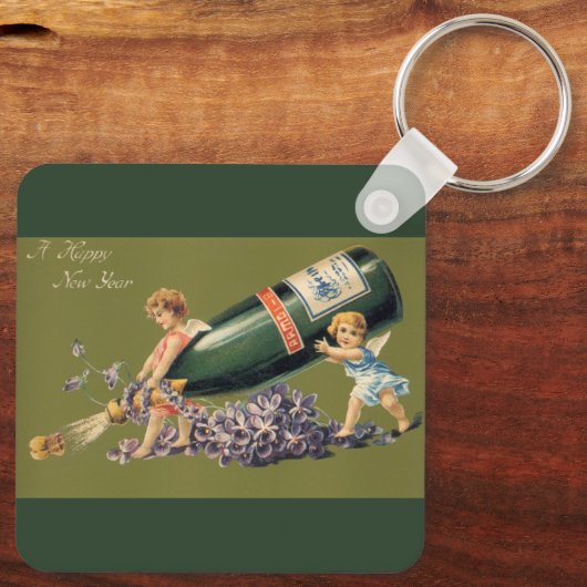 Een Gelukkig Nieuwjaar, Angels met Champagne Sleutelhanger (Achterkant)