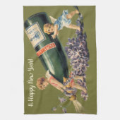 Een Gelukkig Nieuwjaar,  Angels met Champagne Theedoek (Verticaal)