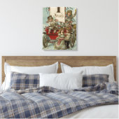 Een gelukkig nieuwjaarKinderen rond een Rode Wagon Canvas Afdruk (Insitu (Slaapkamer))