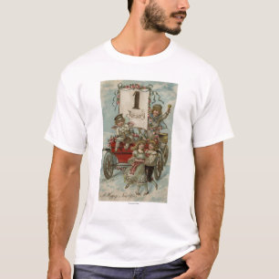 Een gelukkig nieuwjaarKinderen rond een Rode Wagon T-shirt