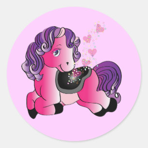 Een gelukkig paard ronde sticker