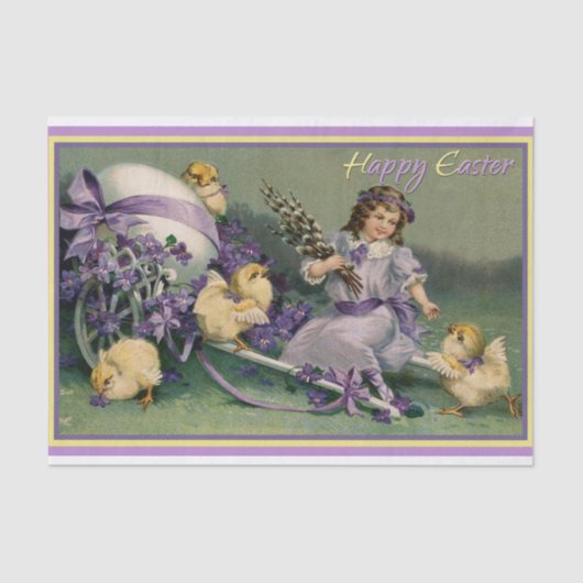 Een gelukkig  paasmeisje met Baby Tissuepapier (Voorkant)