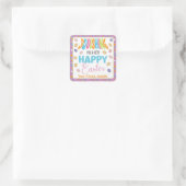 Een gelukkig paastje voor je vierkante sticker (Tas)