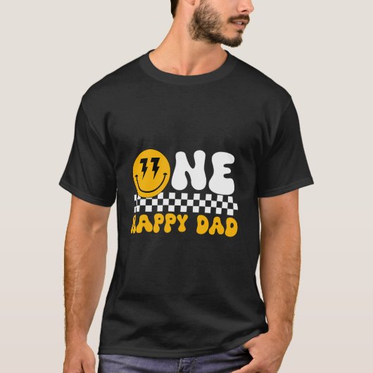 Een Gelukkig Papa Dude Tee Shirt 1e Verjaardagsfee (Voorkant)