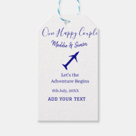 Eén gelukkig stel, laten we avontuur beginnen trou cadeaulabel