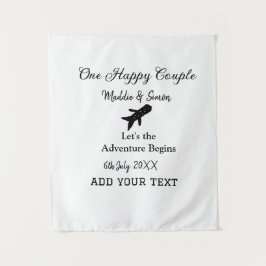 Een gelukkig stel, laten we avontuur beginnen trou wandkleed