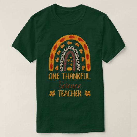 Eén gelukkig Thanksgiving van de leraar wetenschap T-shirt (Design voorkant)