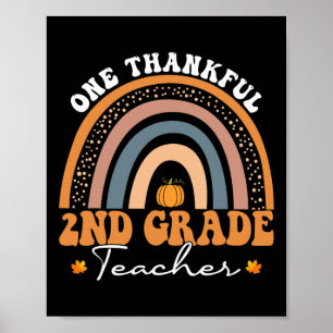 Eén gelukkig tweede klas leraar Thanksgiving Poster