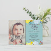 Een gelukkige 1e verjaardag uitnodiging | Aangepas (Staand voorkant)